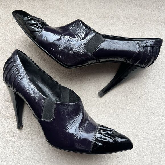 Prada Purple & Black Patent Leather Crinkle Effect Heel Pump Women EU 40.5 US 10 - Picture 1 of 16